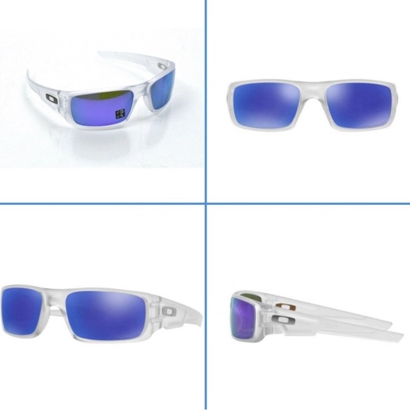 Oakley Crankshaft Violet Iridium Polarized Lenses, Matte Clear Frame NWT $187 - Picture 8 of 9
